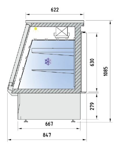 Vitrina Refrigerada de Exibição com Cristal Abatível 200 cm