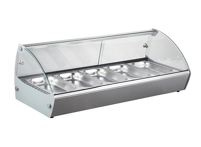 Vitrine de Quentes para Tapas 85L Vidro Curvo