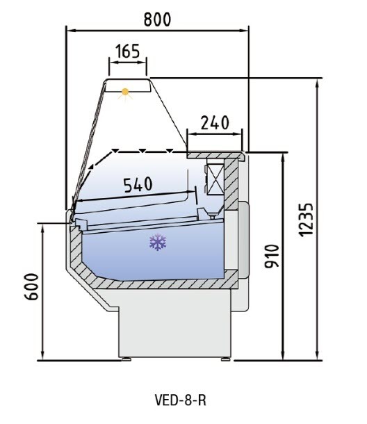 Vitrine Expositora Refrigerada 2000mm Cristal Reto VED-8-20-R