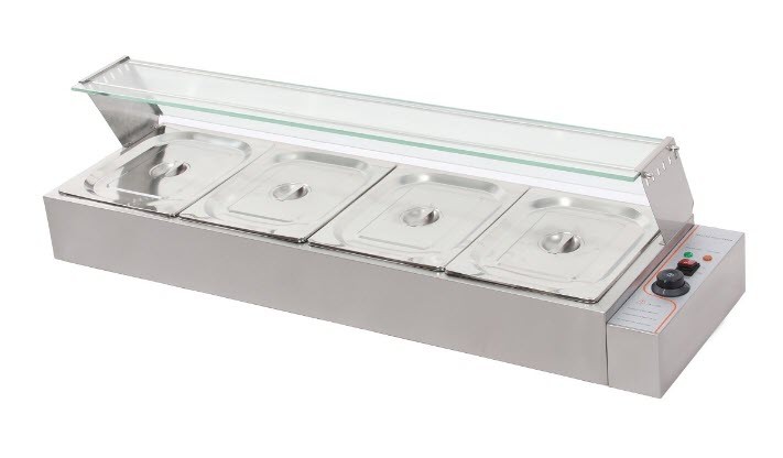 Vitrine Quente Banho-Maria 4 Cubas GN 1/2 Bancada Elétrica