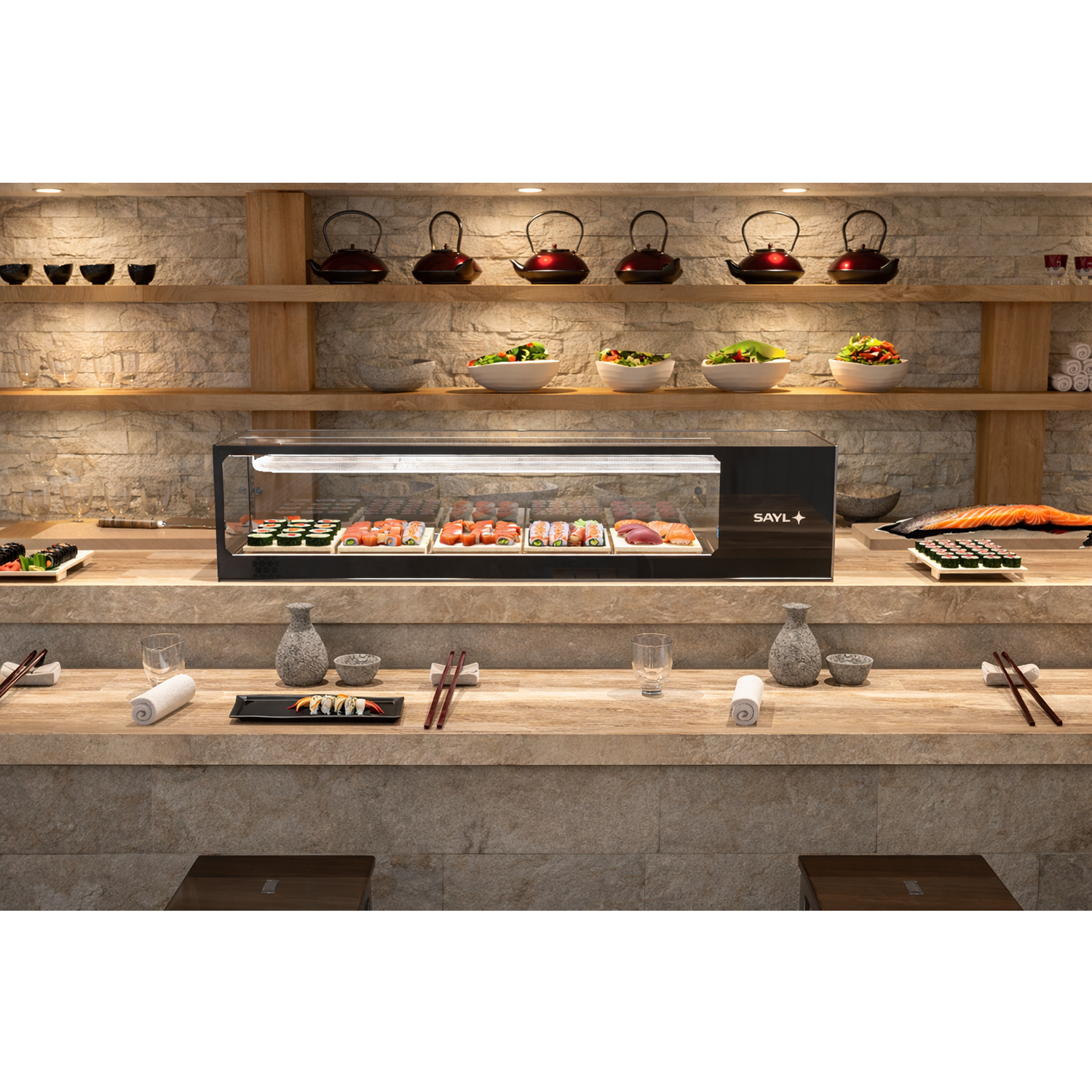 Vitrine Refrigerada Sushi 8 Tab. Estática