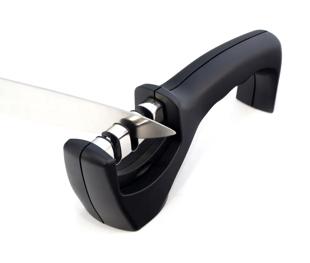 Afiador de Facas Manual 3 em 1, Preto, 200x46x75mm