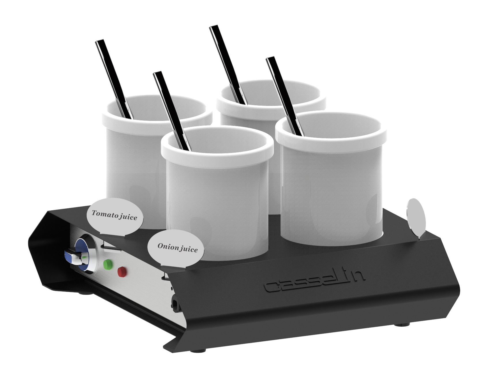 Aquecedor de Molhos Elétrico GN 1/2 com 4 Cubas de Porcelana