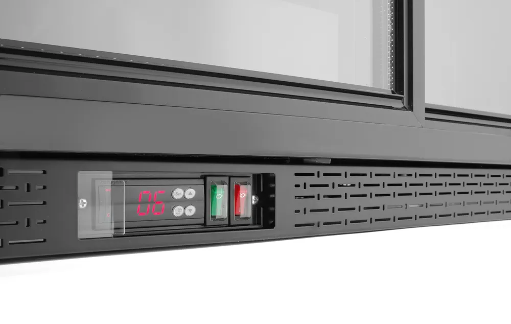 Frigorífico de Bar 158L, 2 Portas Deslizantes, Preto, 230V