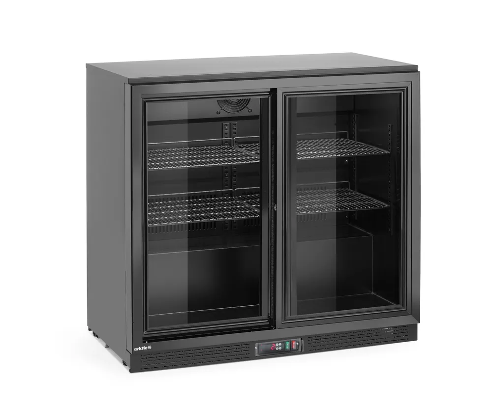 Frigorífico de Bar 158L, 2 Portas Deslizantes, Preto, 230V