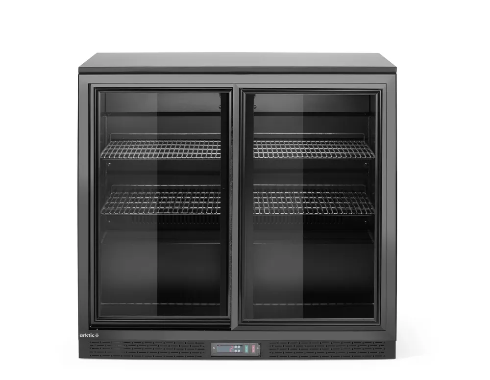 Frigorífico de Bar 158L, 2 Portas Deslizantes, Preto, 230V