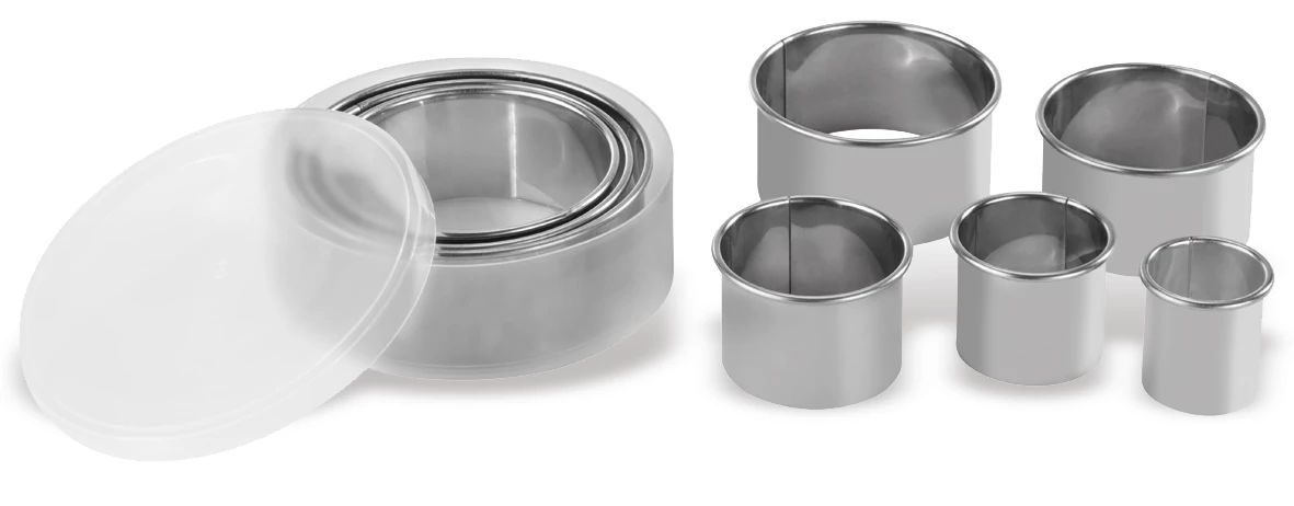 Conjunto Cortadores de Massa Redondos Lisos, 8 Peças, Ø3-10cm