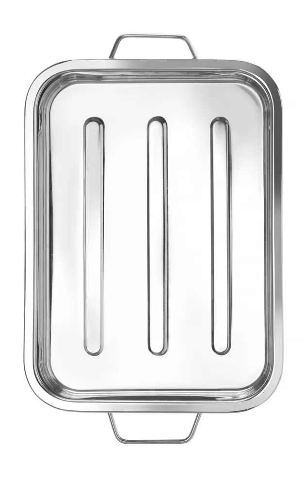 Assadeira de Forno em Aço Inoxidável 310x240x45mm com Pegas