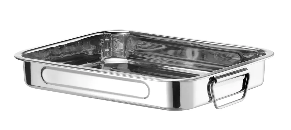 Assadeira de Forno em Aço Inoxidável 310x240x45mm com Pegas