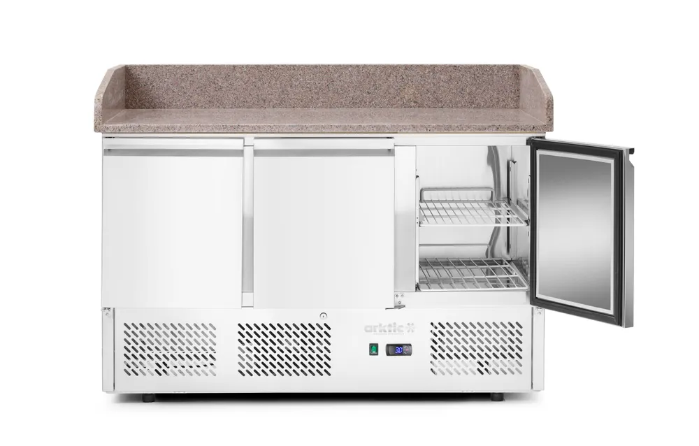 Balcão de Pizza Refrigerado 3 Portas c/ Vitrine GN 1/4 - 1400mm