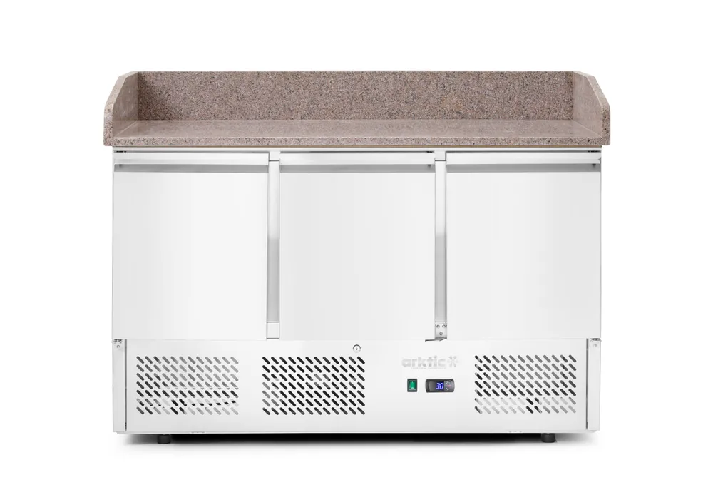 Balcão de Pizza Refrigerado 3 Portas c/ Vitrine GN 1/4 - 1400mm