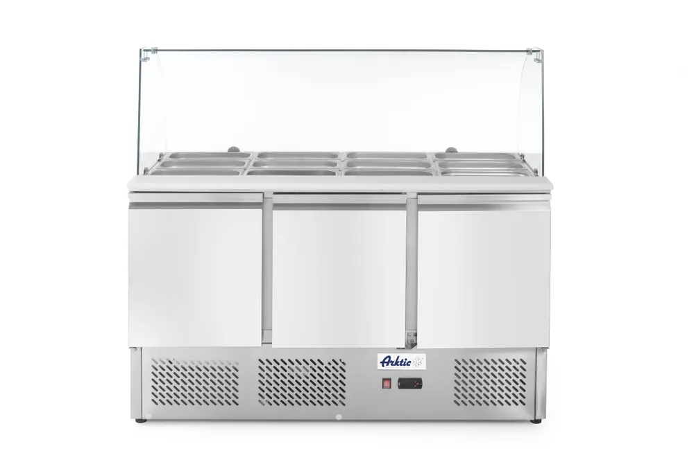 Bancada Frigorífica 3 Portas com Vitrine 380L -2°C a 8°C