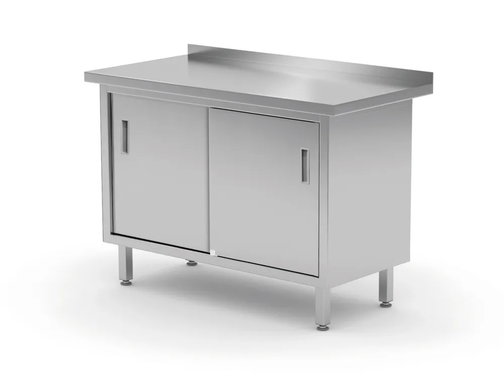 Bancada de Trabalho Inox com Armário e Portas Deslizantes 1200x600mm