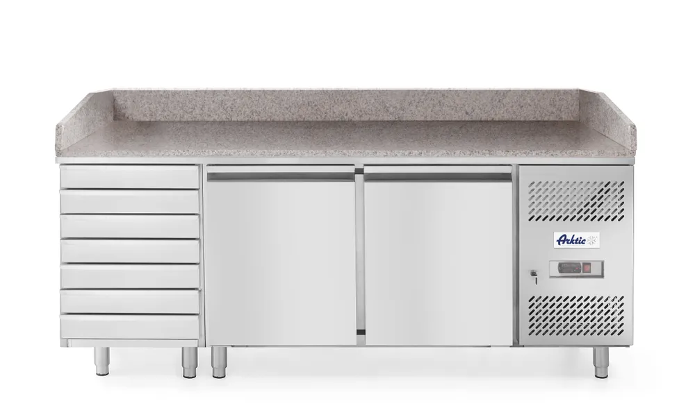Bancada Refrigeração Pizza Granito 2 Portas, 250L, 2020mm