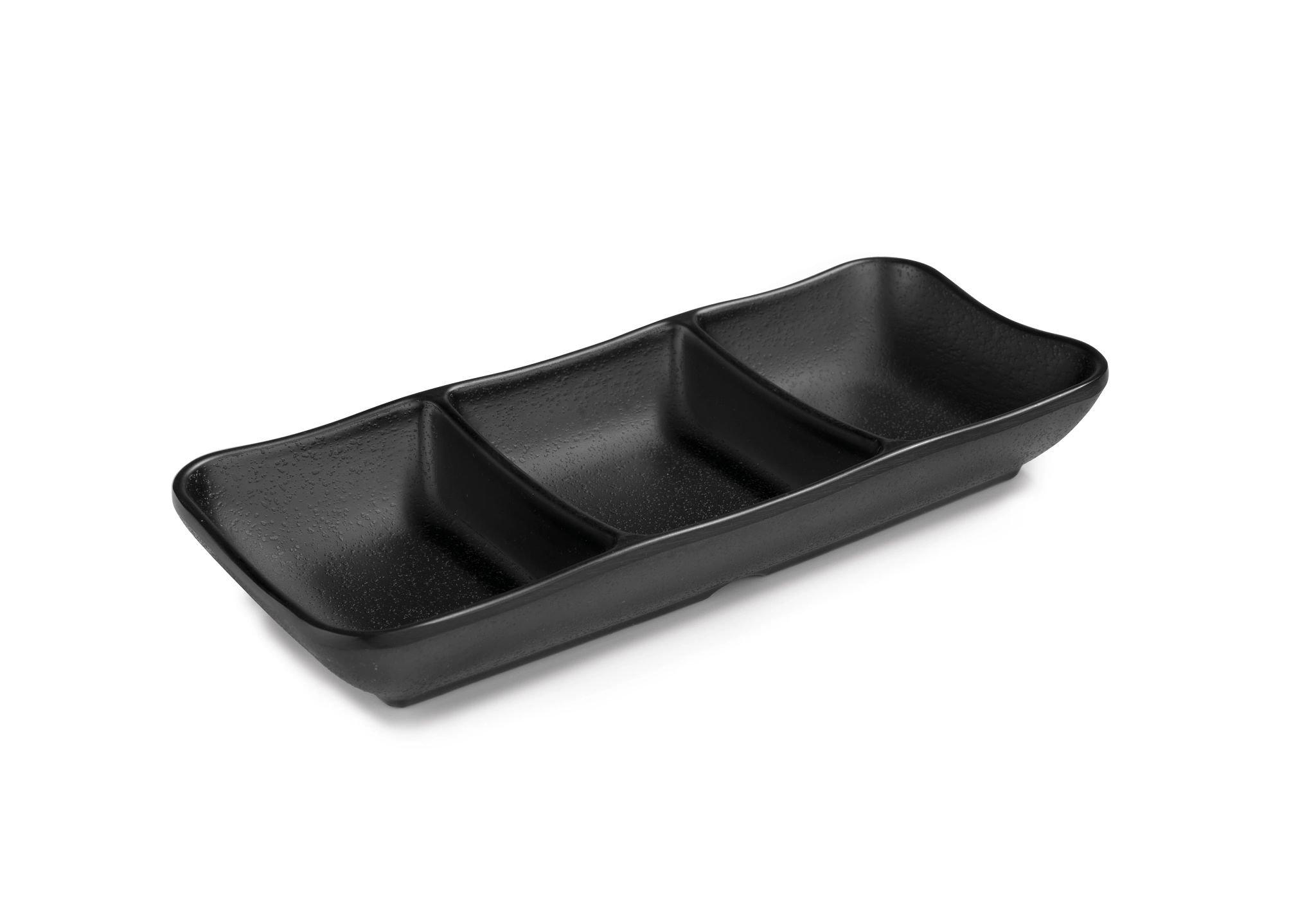 Bandeja Melamina Retangular 3 Compartimentos 190x80 mm Preta