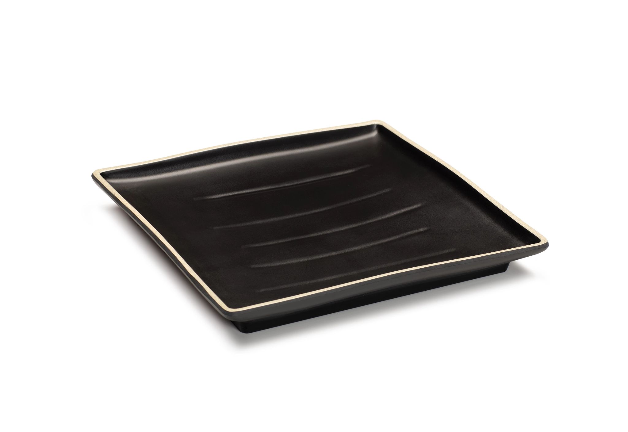 Tabuleiro Quadrado Melamina Preto Bordo Bronzeado 24.5 cm
