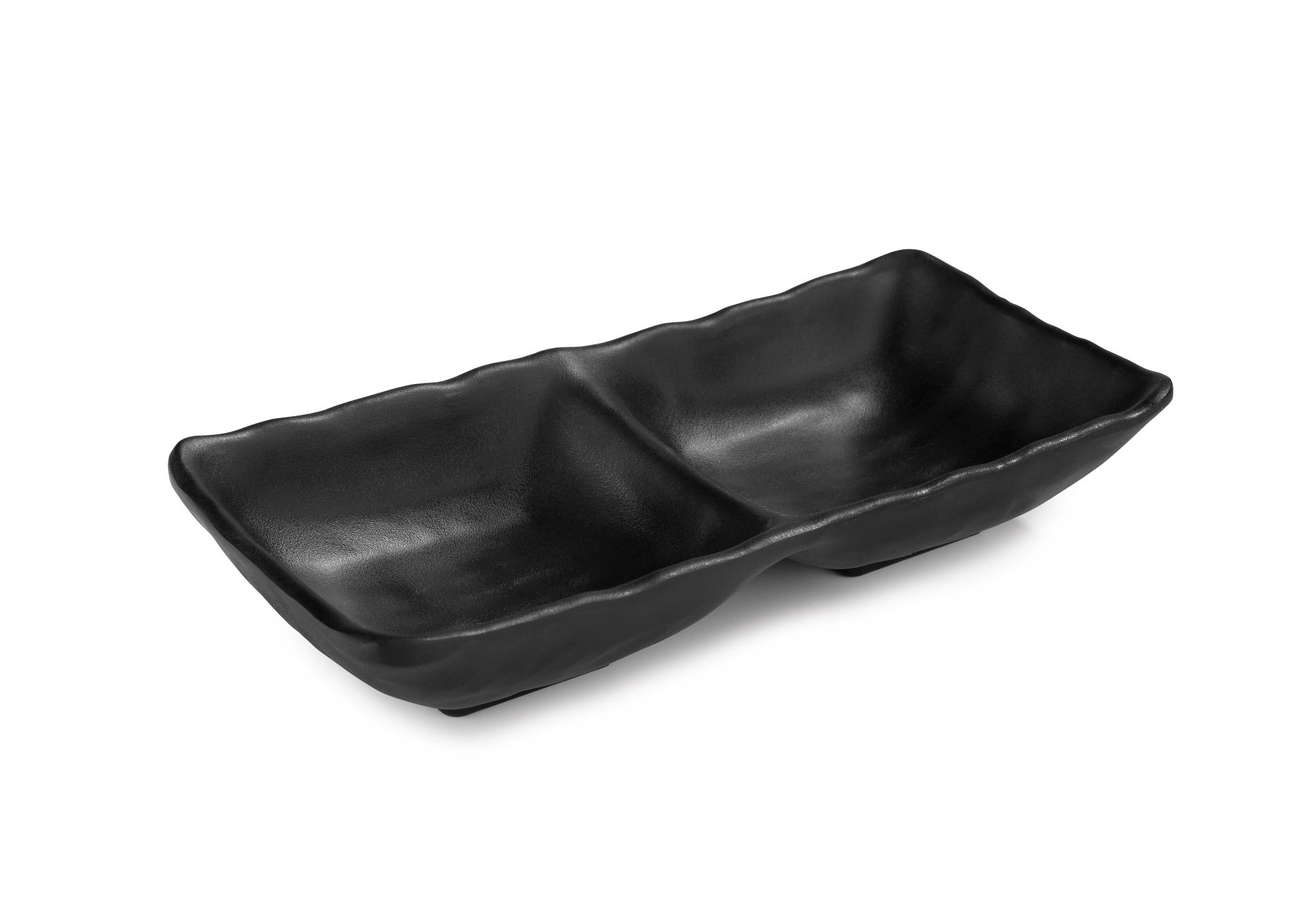 Bandeja Retangular Melamina 2 Compartimentos 175x85 mm Preta