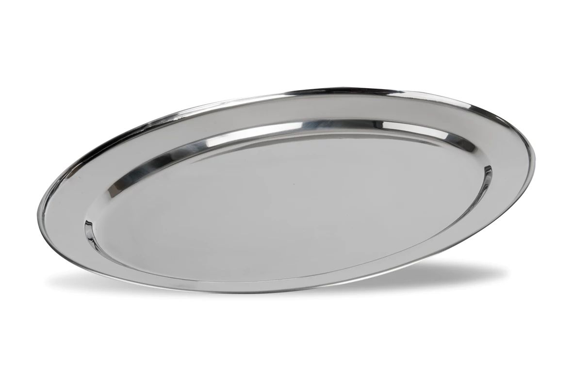 Tabuleiro de Serviço Oval Aço Inoxidável 50x31.2 cm Bordo Laminado