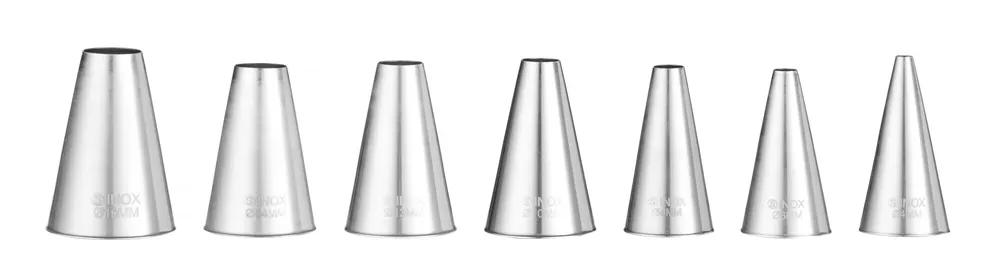 Bicos de Pastelaria Redondos em Inox - Conjunto 7 Peças Ø4-16mm