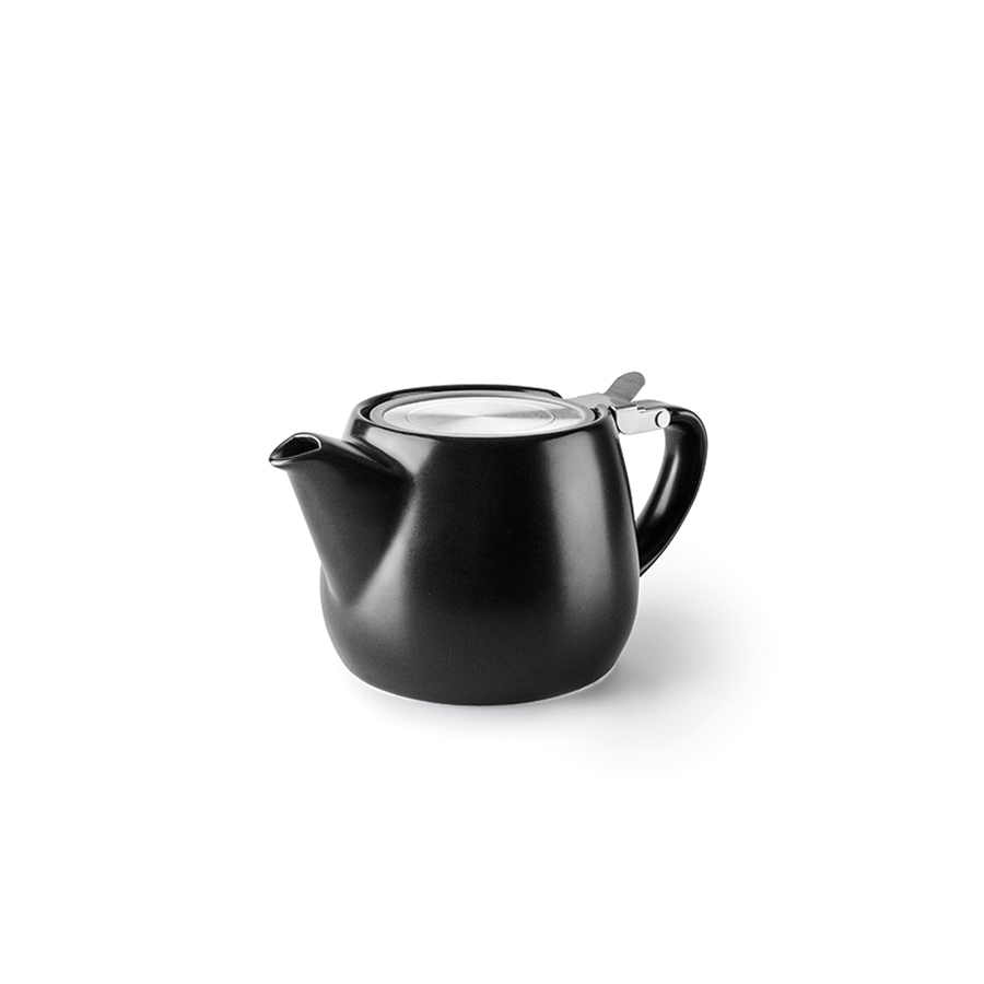 Bule de Chá Cerâmica Preto com Filtro Aço Inox