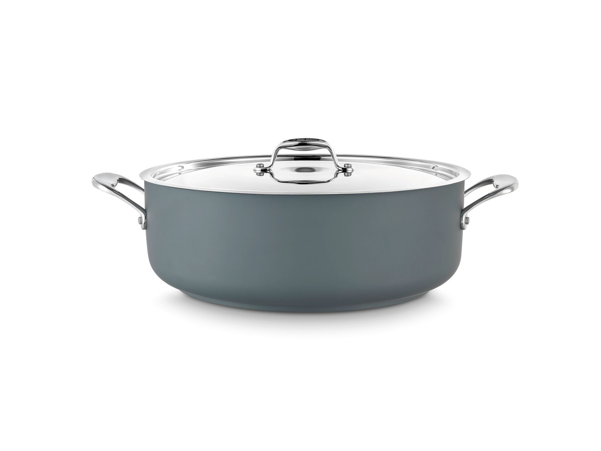 Caçarola Baixa com Tampa 28cm Aço Inox 18/10 Cinzento