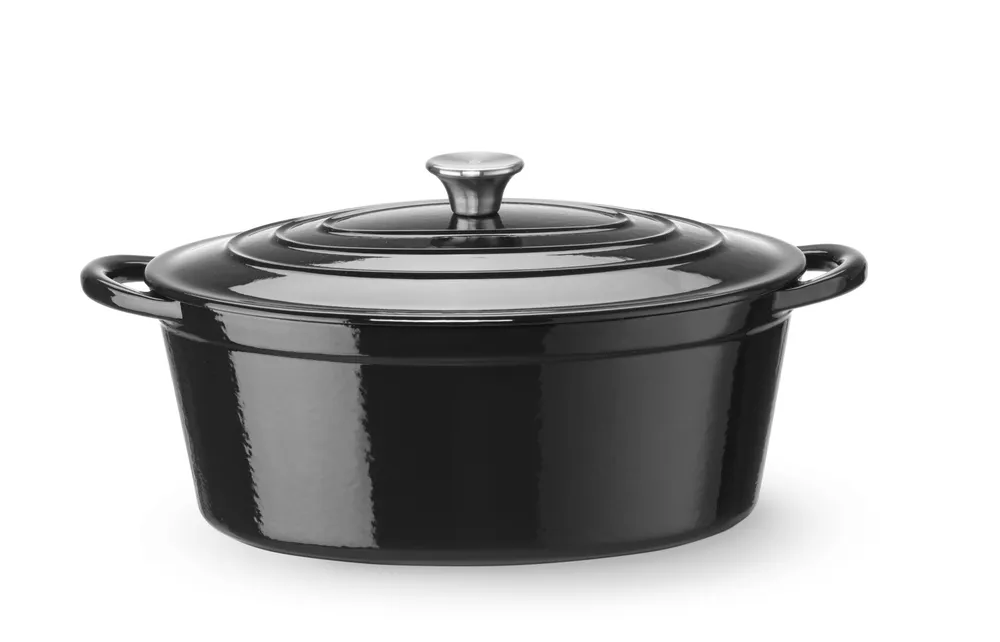 Caçarola ferro fundido esmaltada 4.4L preta para indução