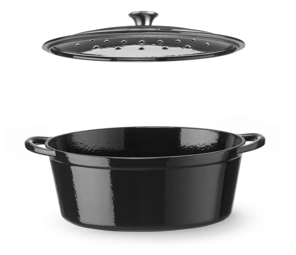Caçarola Ferro Fundido Esmaltado 6.88L, Indução, Preta