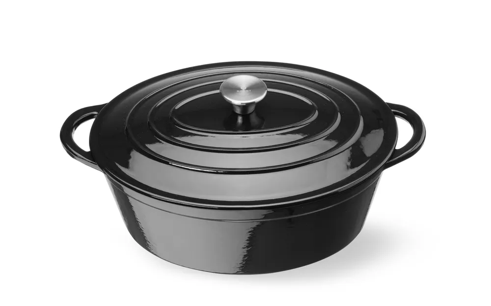 Caçarola Ferro Fundido Esmaltado 6.88L, Indução, Preta