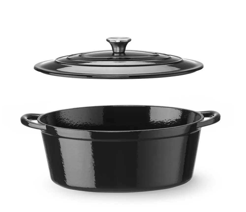 Caçarola Ferro Fundido Esmaltado 6.88L, Indução, Preta