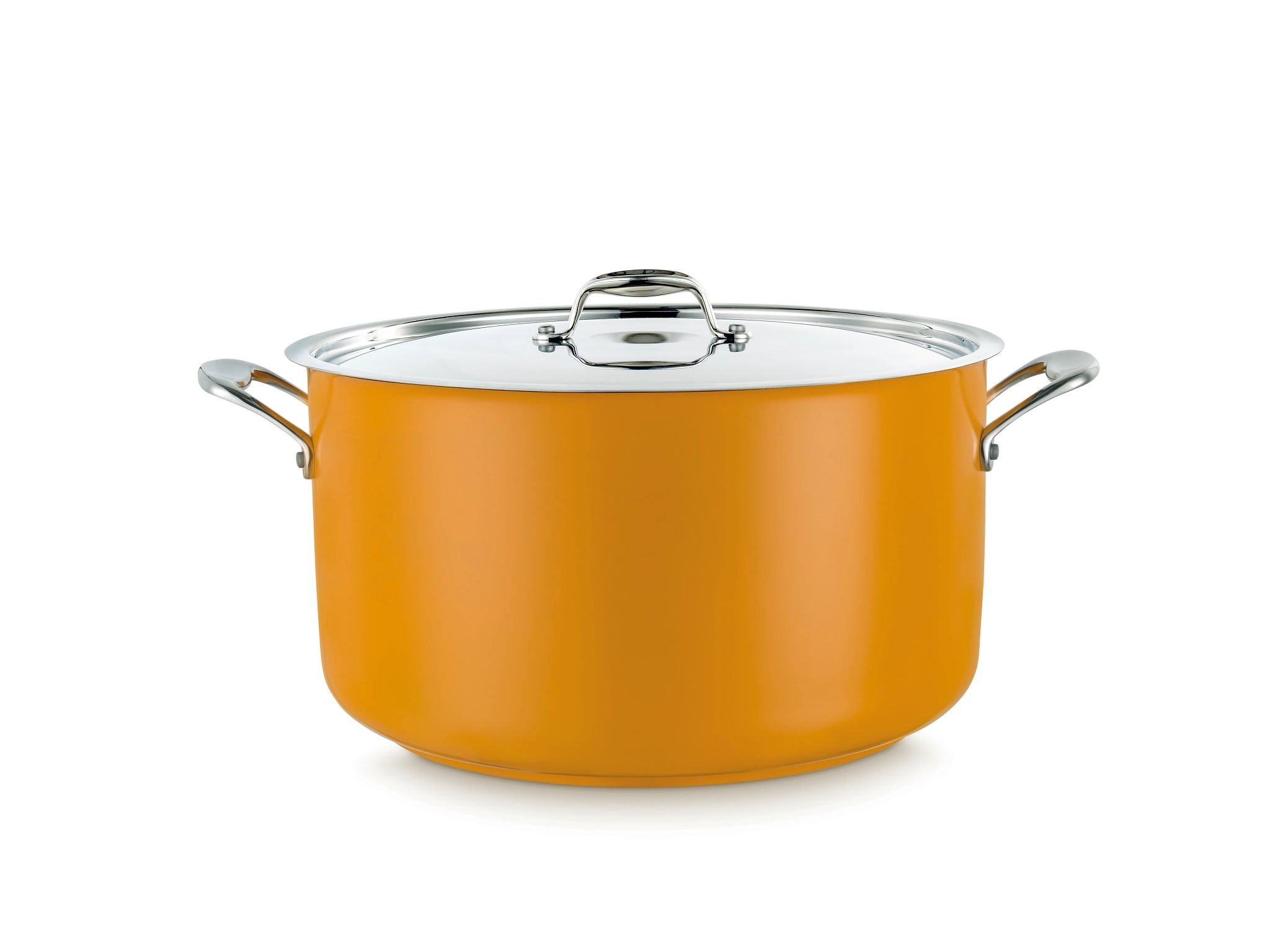 Panela Alta Inox 18/10 com Tampa Amarela Ø20cm 3.7L