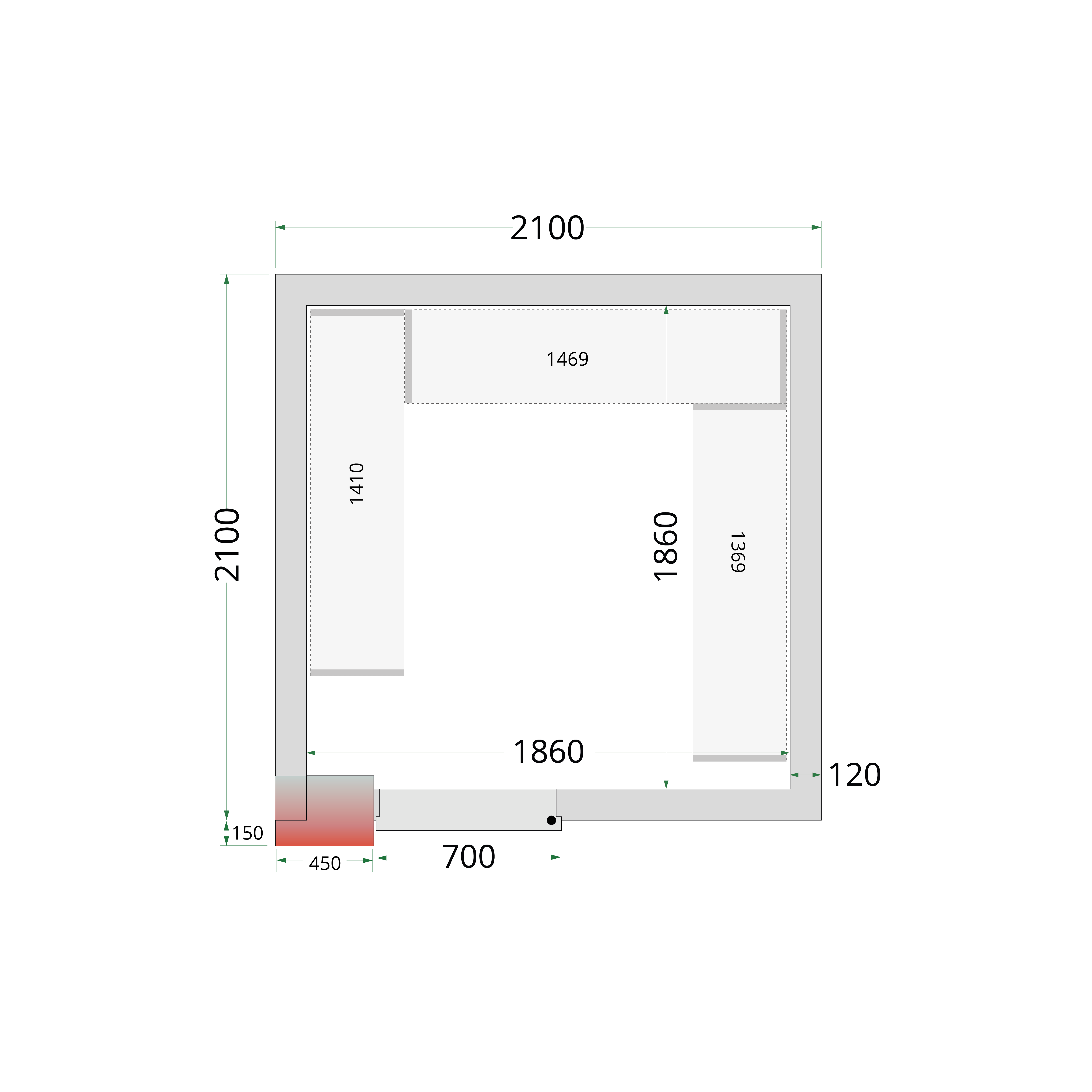 Câmara Frigorífica Modular 120mm, 210x210x220cm CR 210x210x220