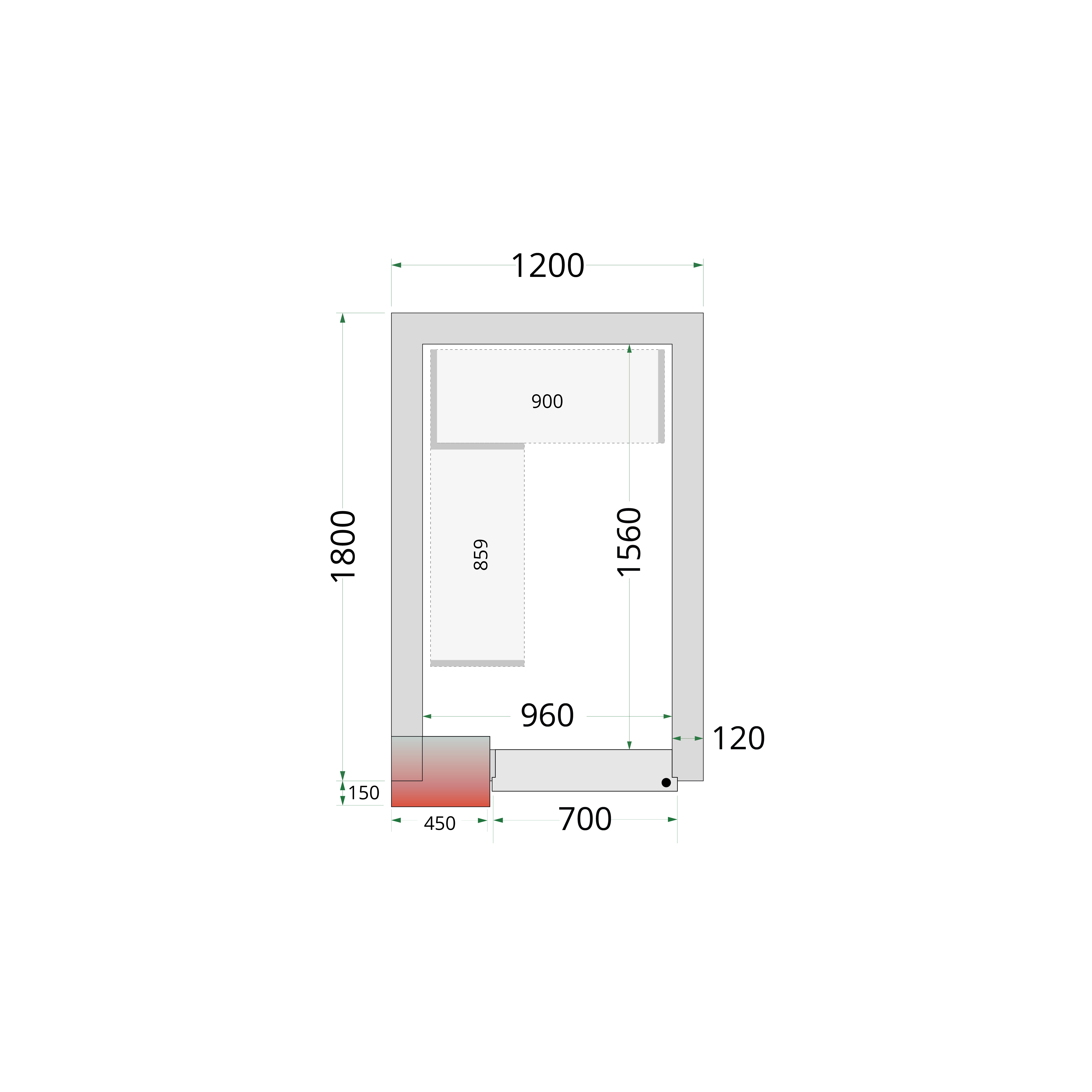 Câmara Frigorífica Modular 120x180x220cm – Isolamento 120mm