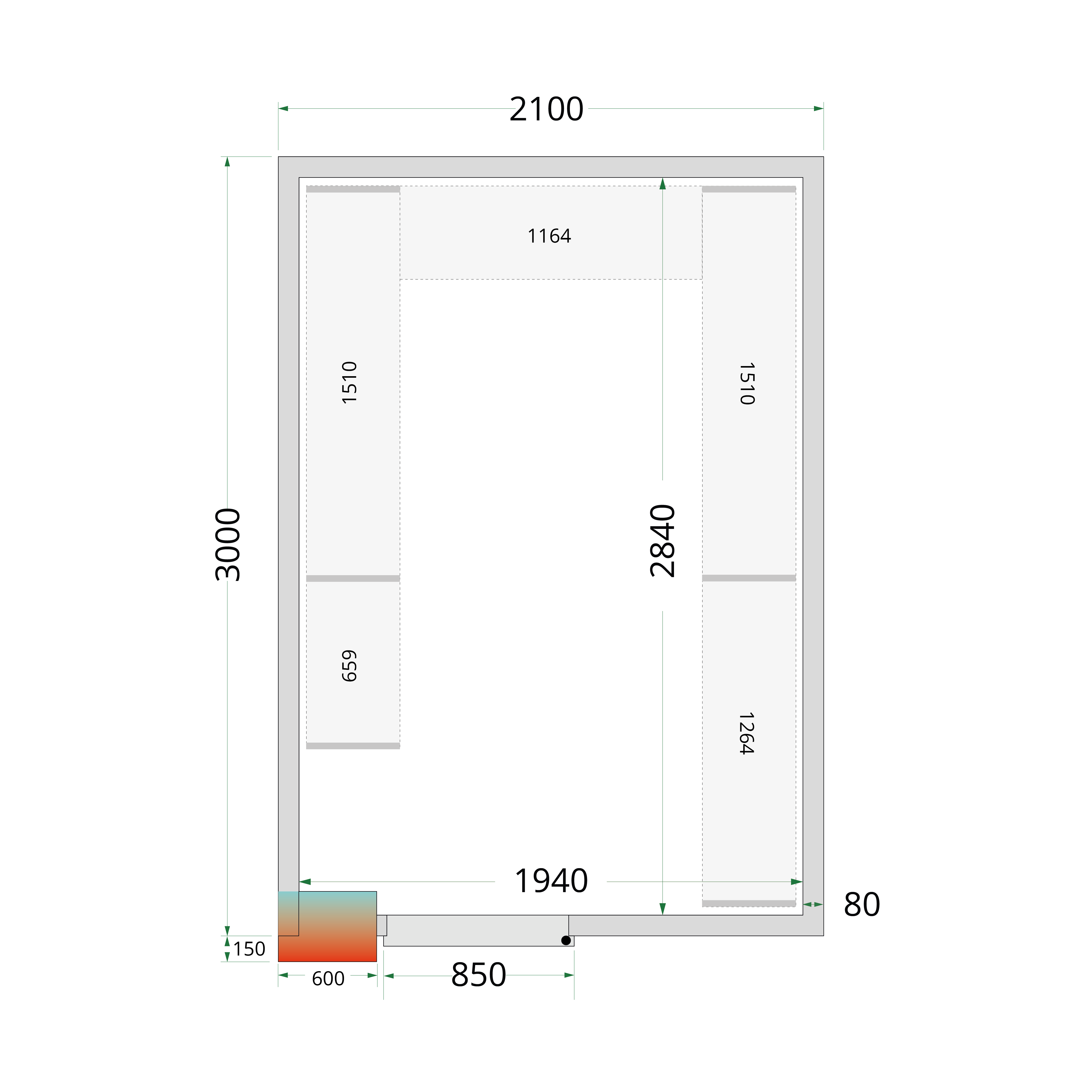 Câmara Frigorífica Modular 2.1x3m Painel 80mm CR 210x300x220 WD