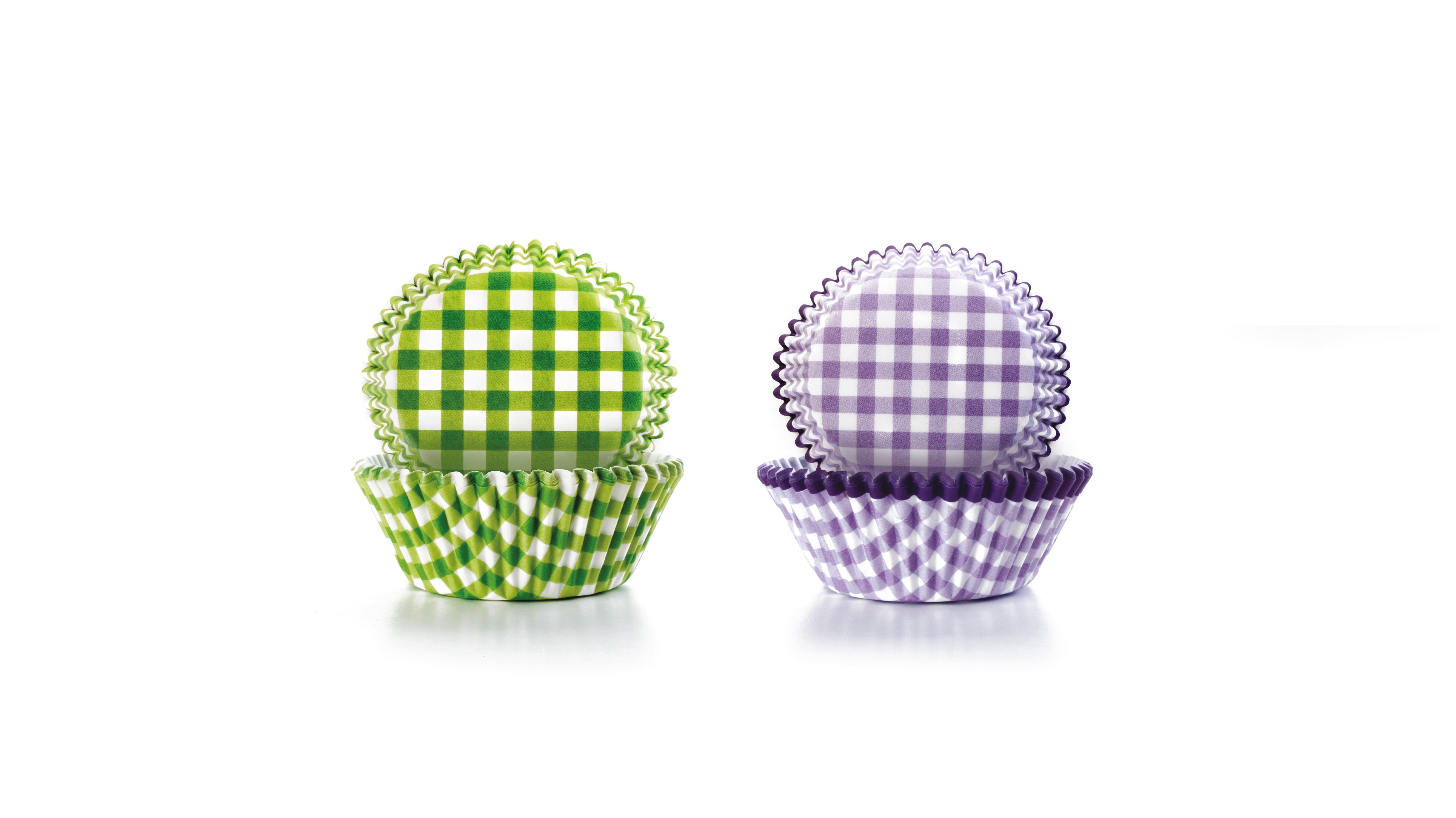 Cápsulas de Papel para Pastelaria, Padrão Xadrez Verde e Roxo