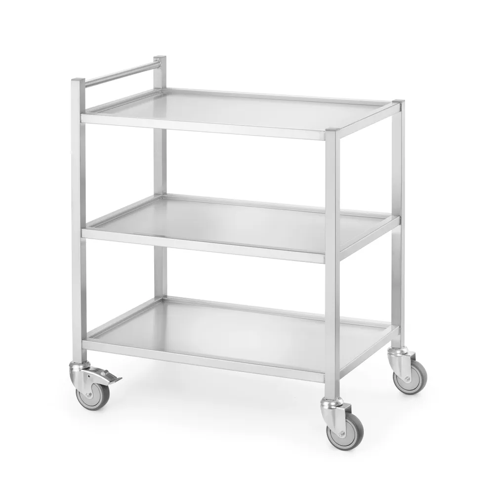 Carrinho de Serviço Inox Robusto 3 Prateleiras 800x500mm
