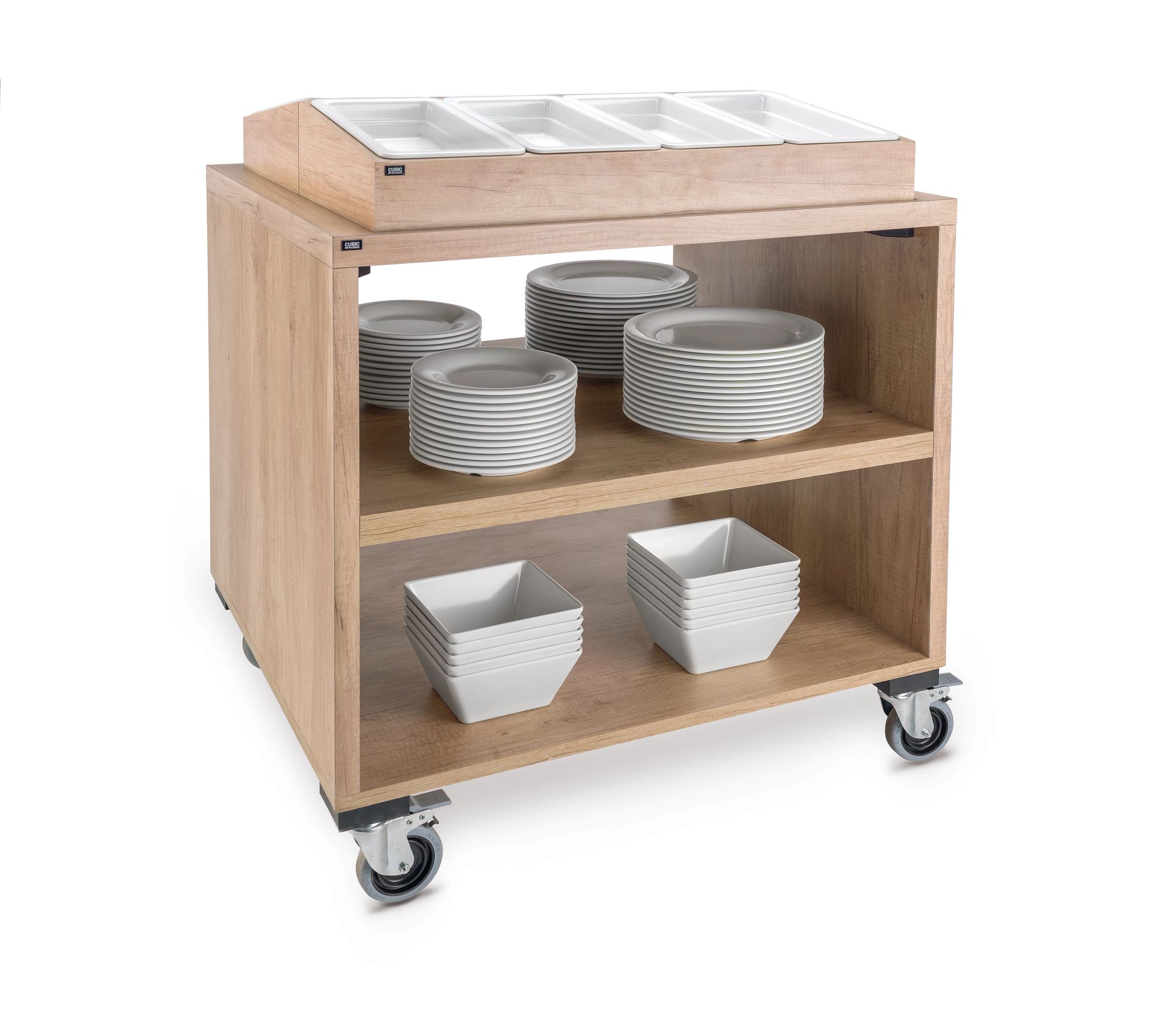 Carro Dispensador Talheres 82.5cm com Acabamento Carvalho