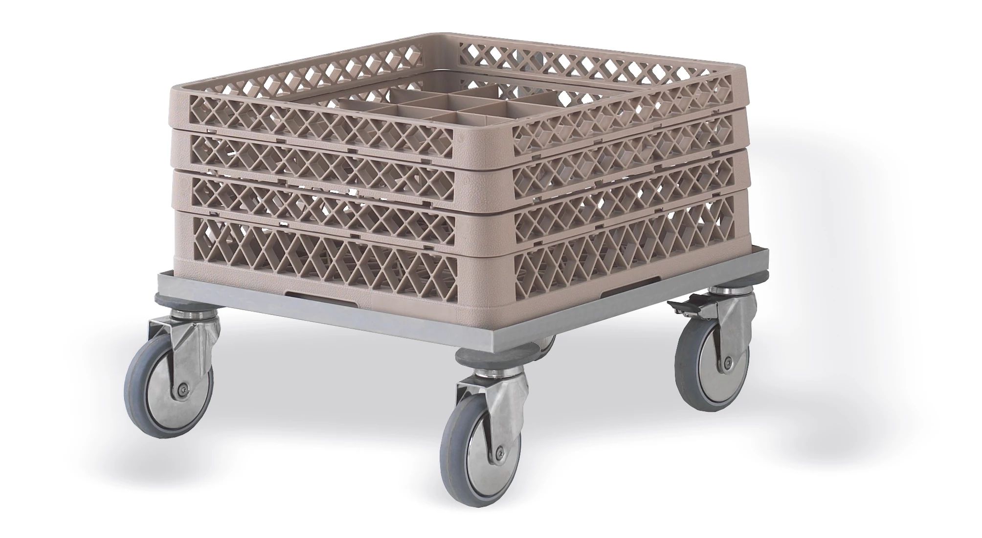 Carro Inox para Cestas de Lavagem - 64x64x16.5 cm