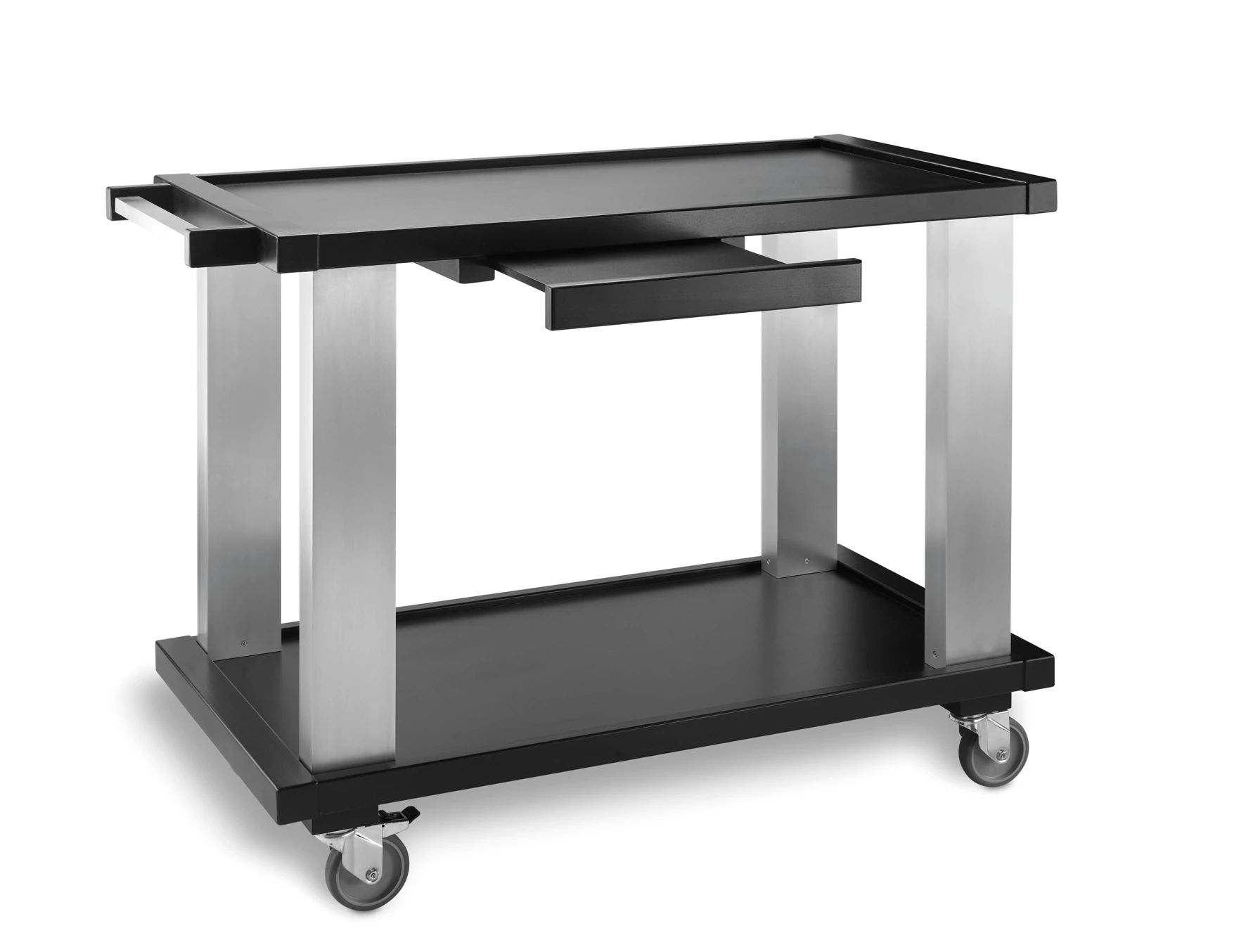 Carro de Serviço Madeira e Alumínio 105x55x85cm Preto