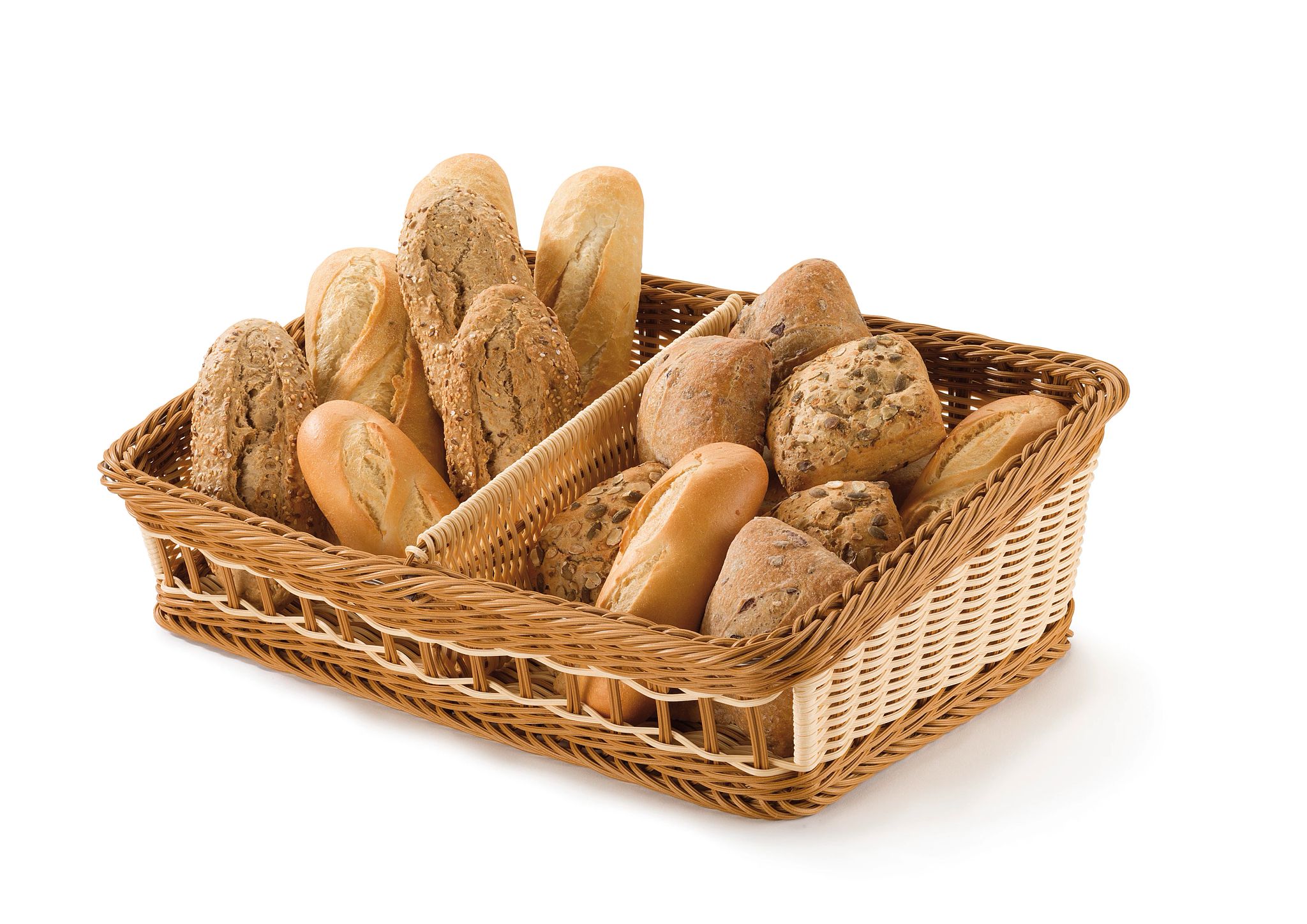 Cesta de Pão Vime Inclinada 2 Compartimentos 49x31cm