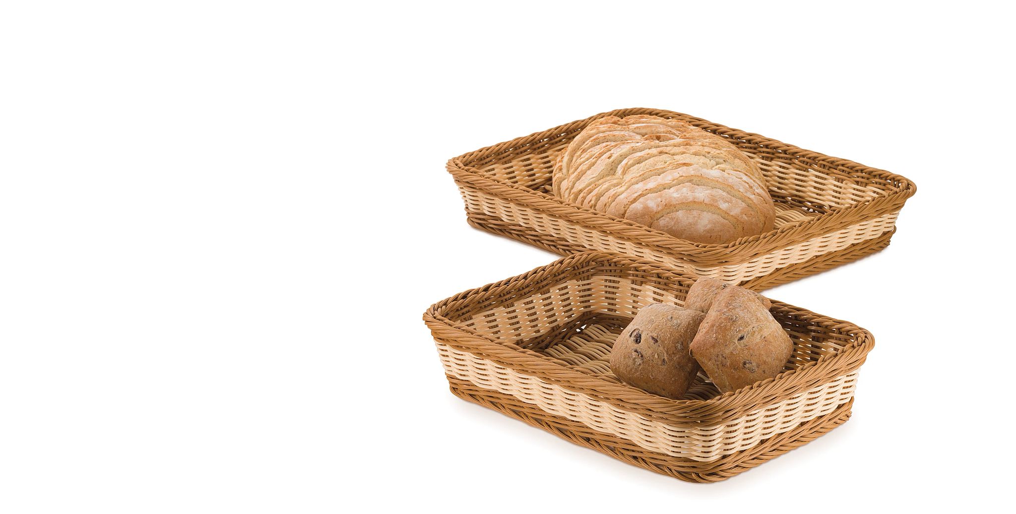 Cesto de Pão Retangular Polipropileno Imitação Vime 42x30 cm Castanho