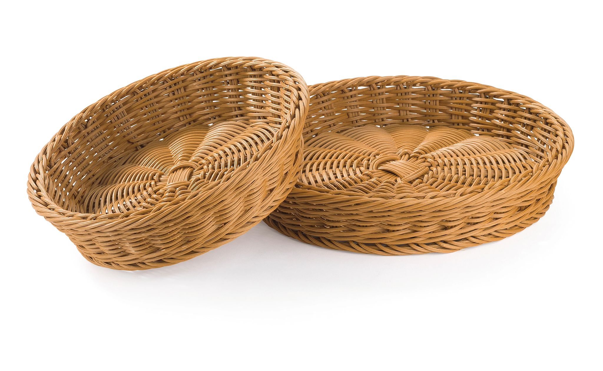 Cesta Redonda de Pão em Polipropileno Imitação Vime 24 cm
