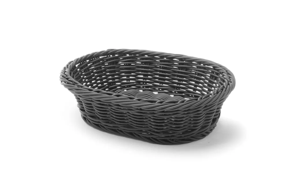 Cesto de Pão Oval Preto 250x190x65mm para Serviço de Mesa