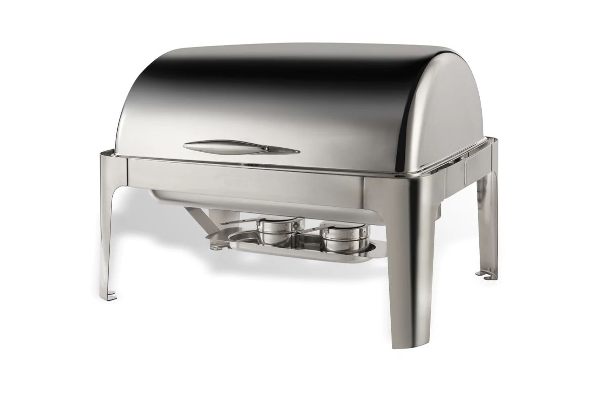 Chafing Dish Retangular Aço Inoxidável 9L com Tampa Roll-Top