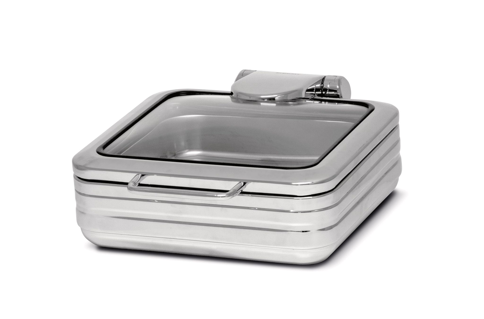 Chafing Dish Quadrado 5.5L com Tampa de Vidro para Indução