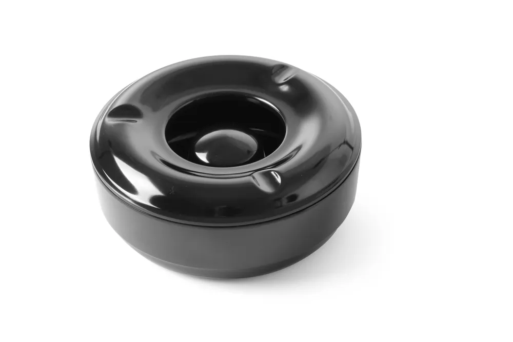 Cinzeiro de Melamina Preto Ø146x60mm para Uso Profissional
