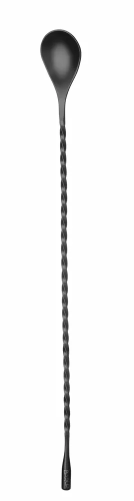 Colher de Bar Longa Preta 385mm para Cocktails e Bebidas