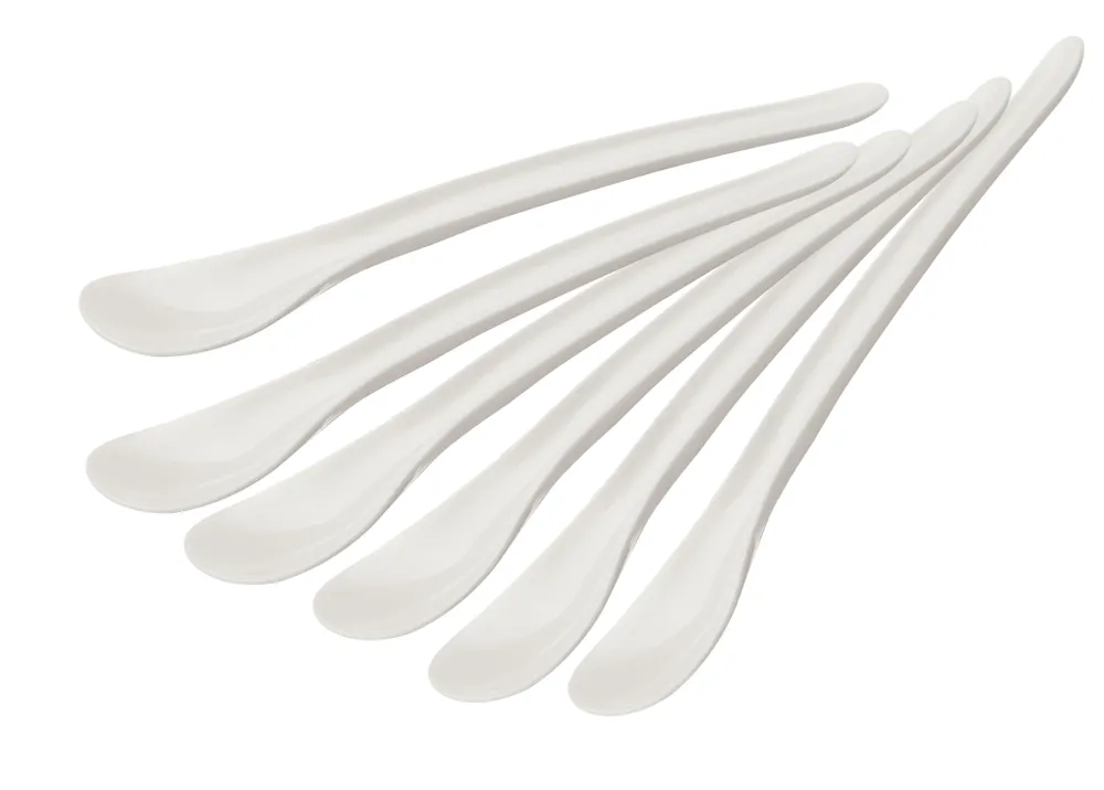 Colher para Ovo em ABS Branco - Conjunto de 6 Unidades