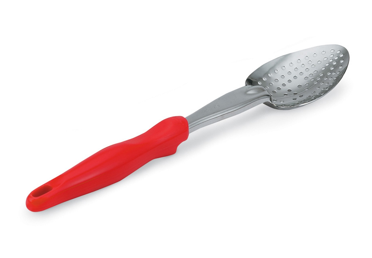 Colher Perfurada Aço Inoxidável 35 cm Cabo Vermelho