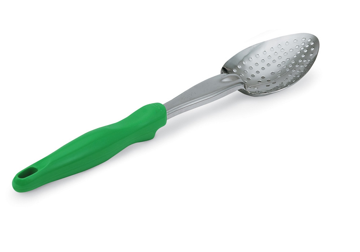 Colher Perfurada Aço Inoxidável 35 cm com Cabo Ergonómico Verde