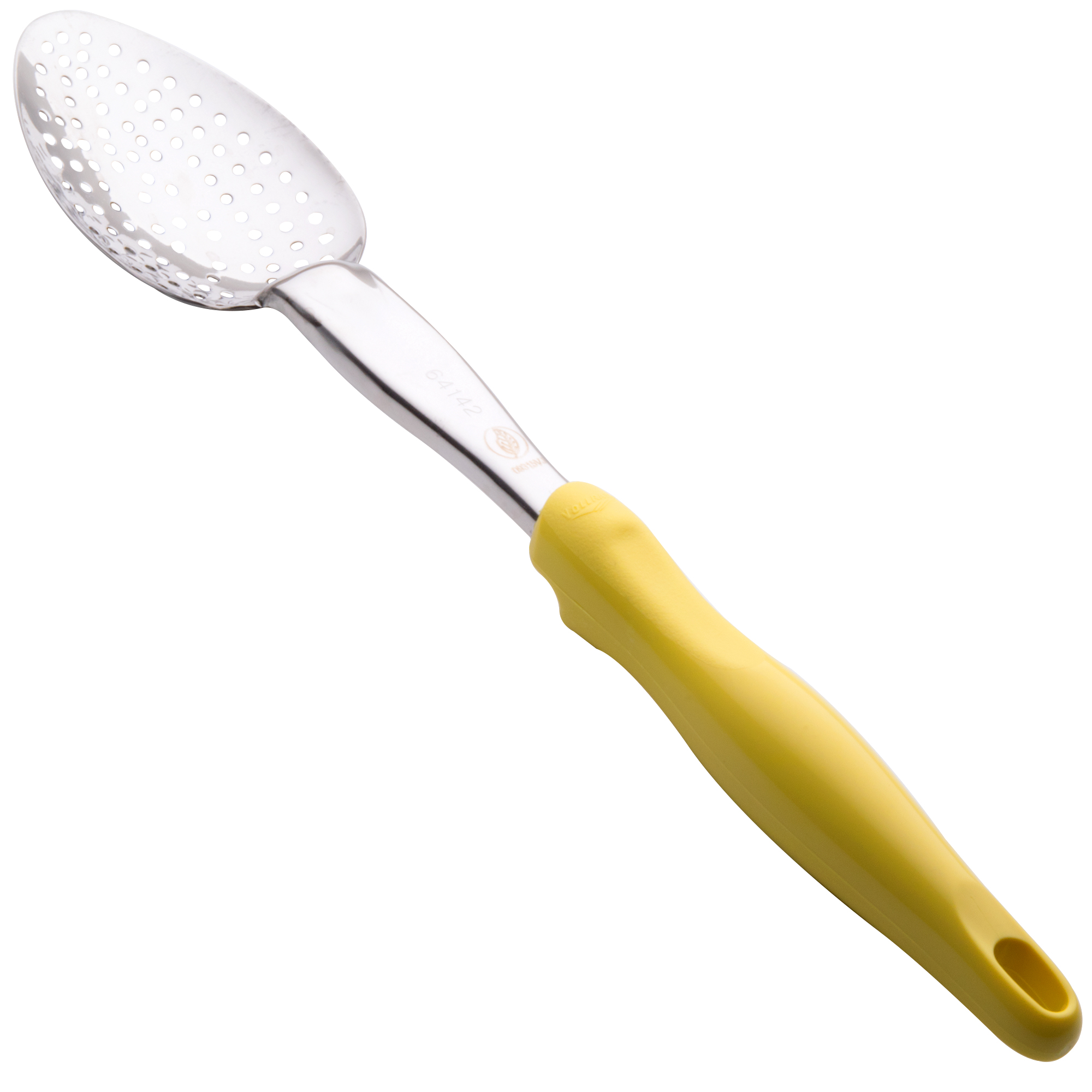 Colher Perfurada Aço Inoxidável 35 cm Cabo Ergonómico Amarelo